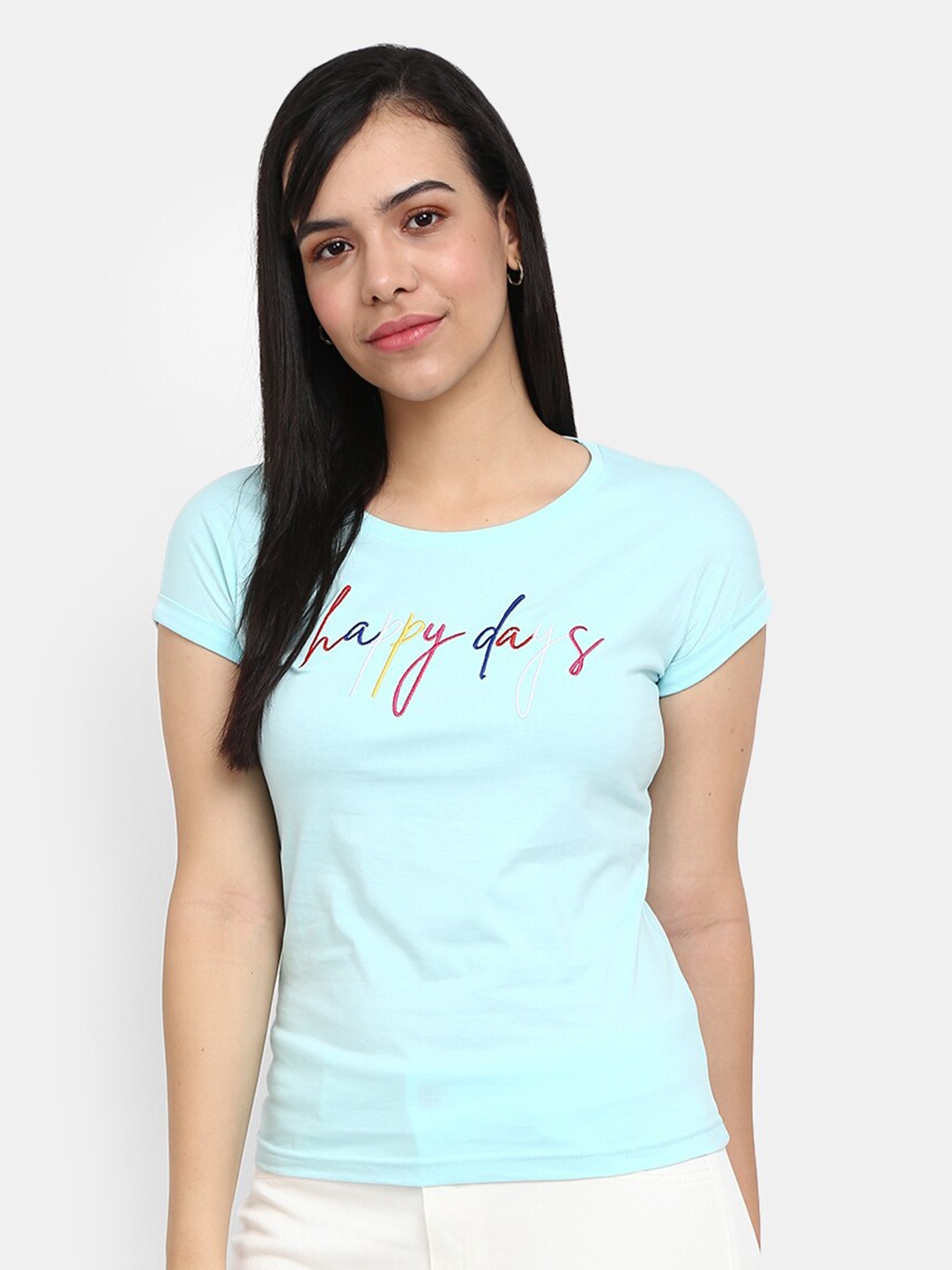 

V-Mart Typography Printed Cotton Casual T-Shirt, Blue