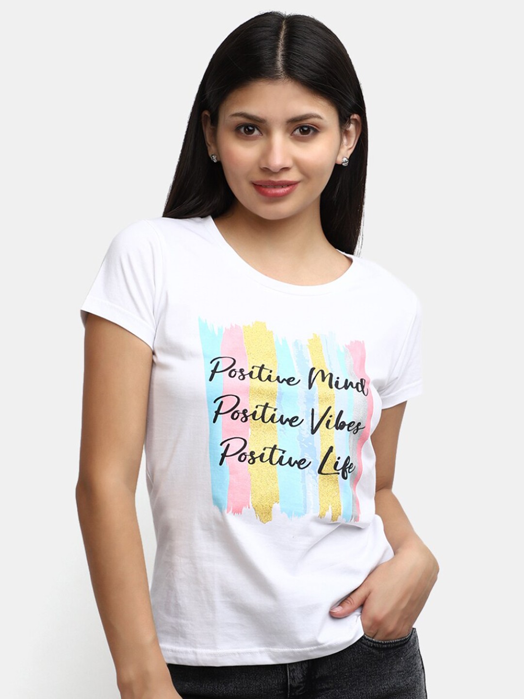 

V-Mart Typography Printed Cotton T-Shirt, White