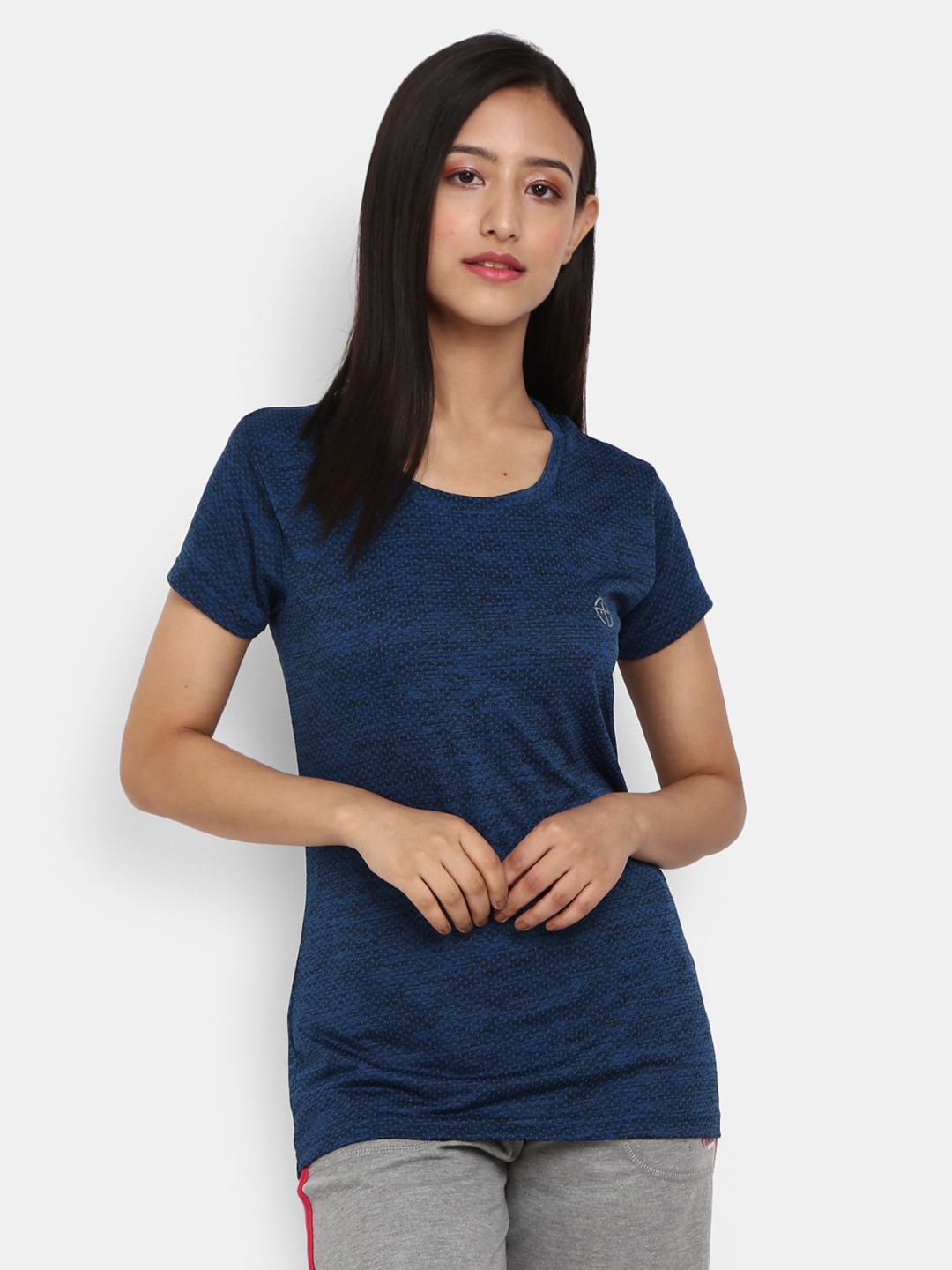 

V-Mart Self Design Round Neck Casual T-Shirt, Blue