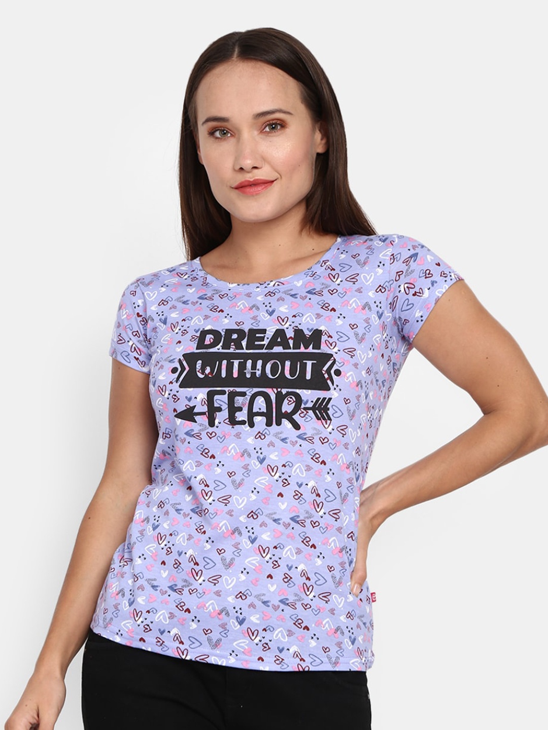 

V-Mart Typography Printed Round Neck T-shirt, Purple