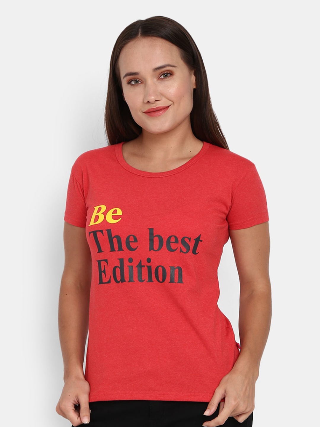 

V-Mart Typography Printed Cotton Casual T-Shirt, Red
