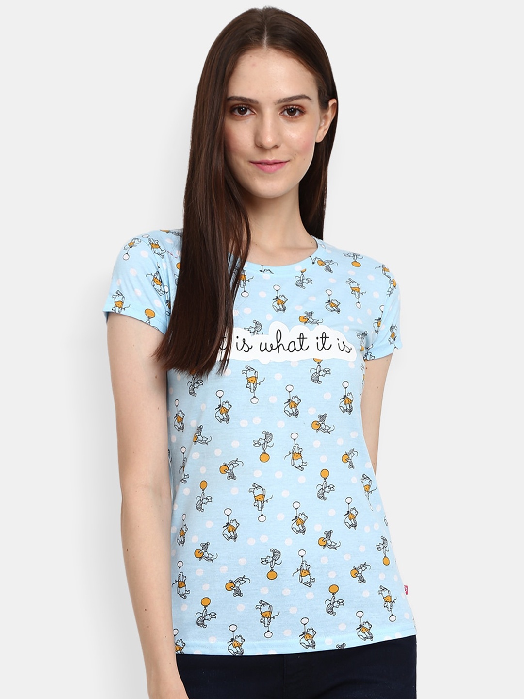 

V-Mart Conversational Printed Round Neck T-shirt, Blue