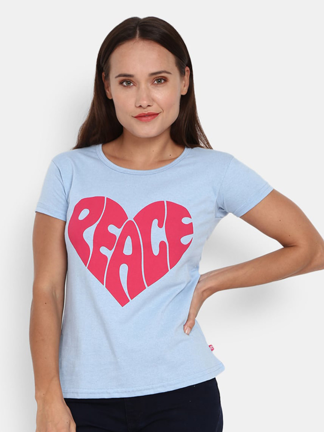 

V-Mart Typography Printed Cotton Casual T-Shirt, Blue