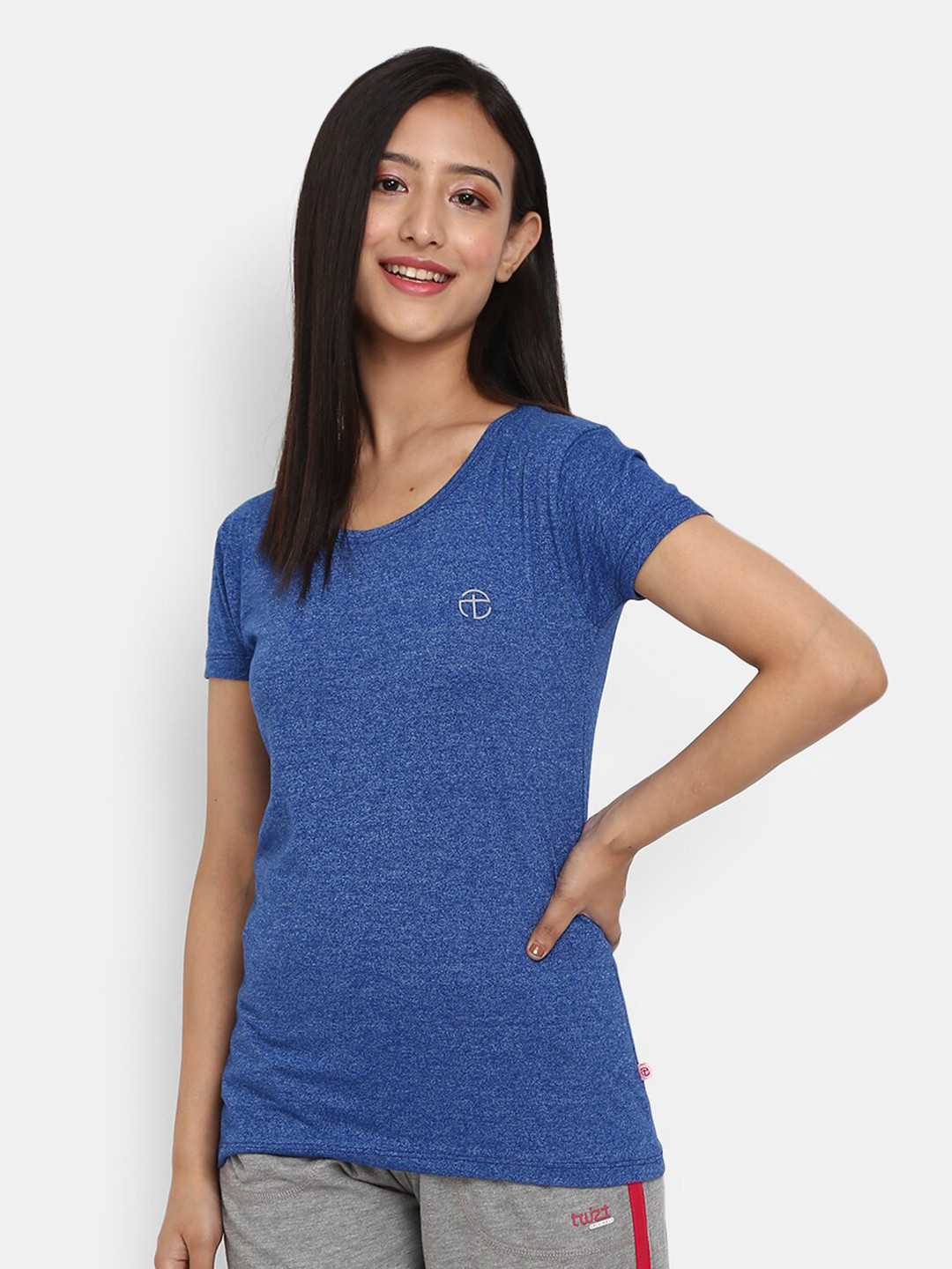 

V-Mart Round Neck Cotton T-Shirt, Blue