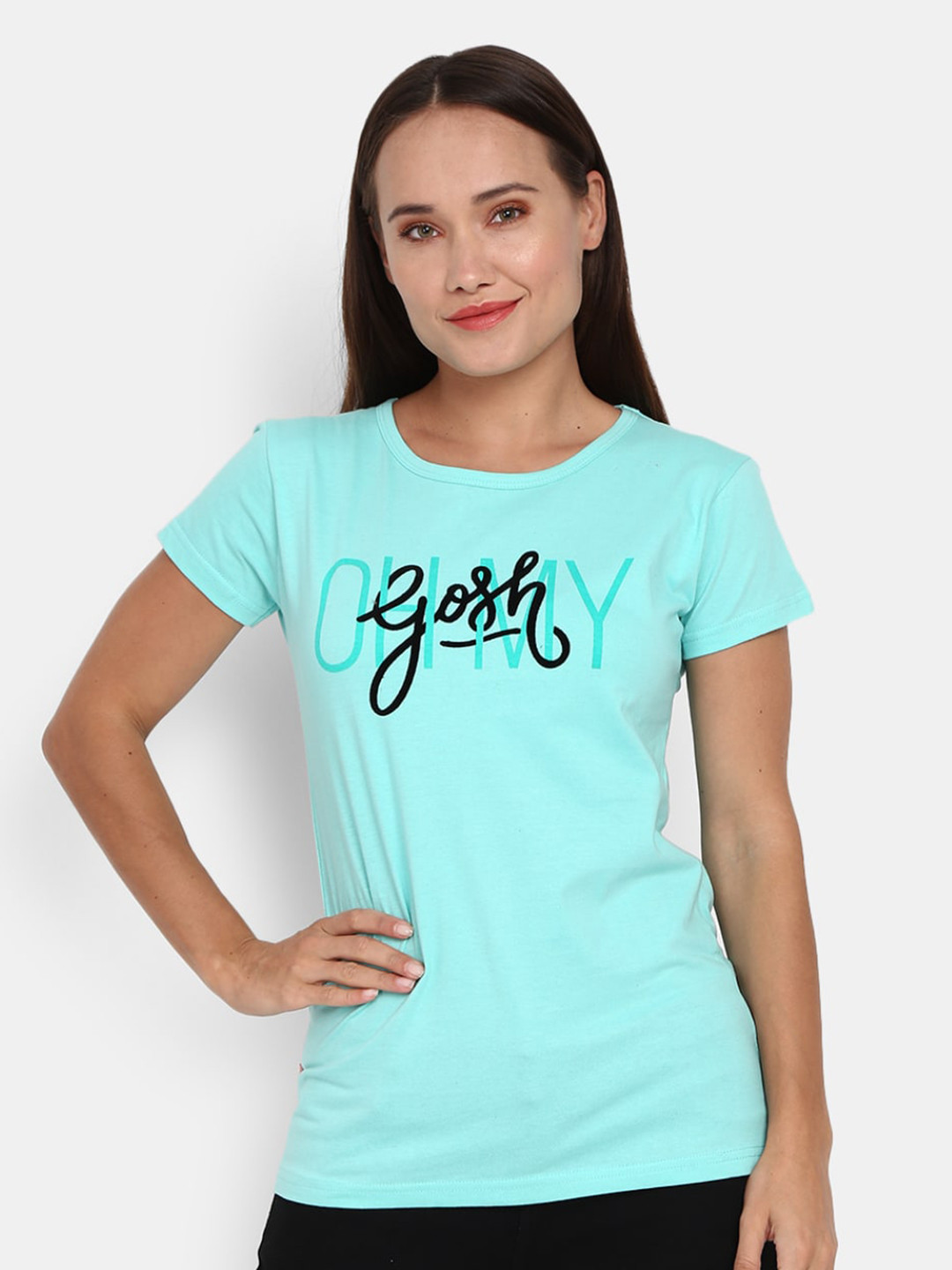 

V-Mart Typography Printed Cotton T-shirt, Blue