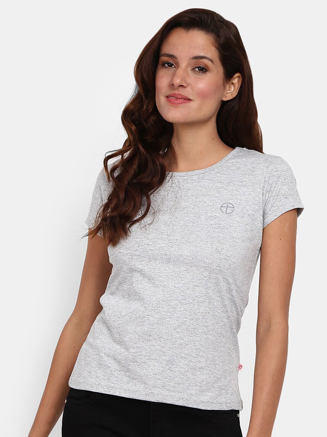 

V-Mart Round Neck Casual Cotton T-shirt, Grey melange