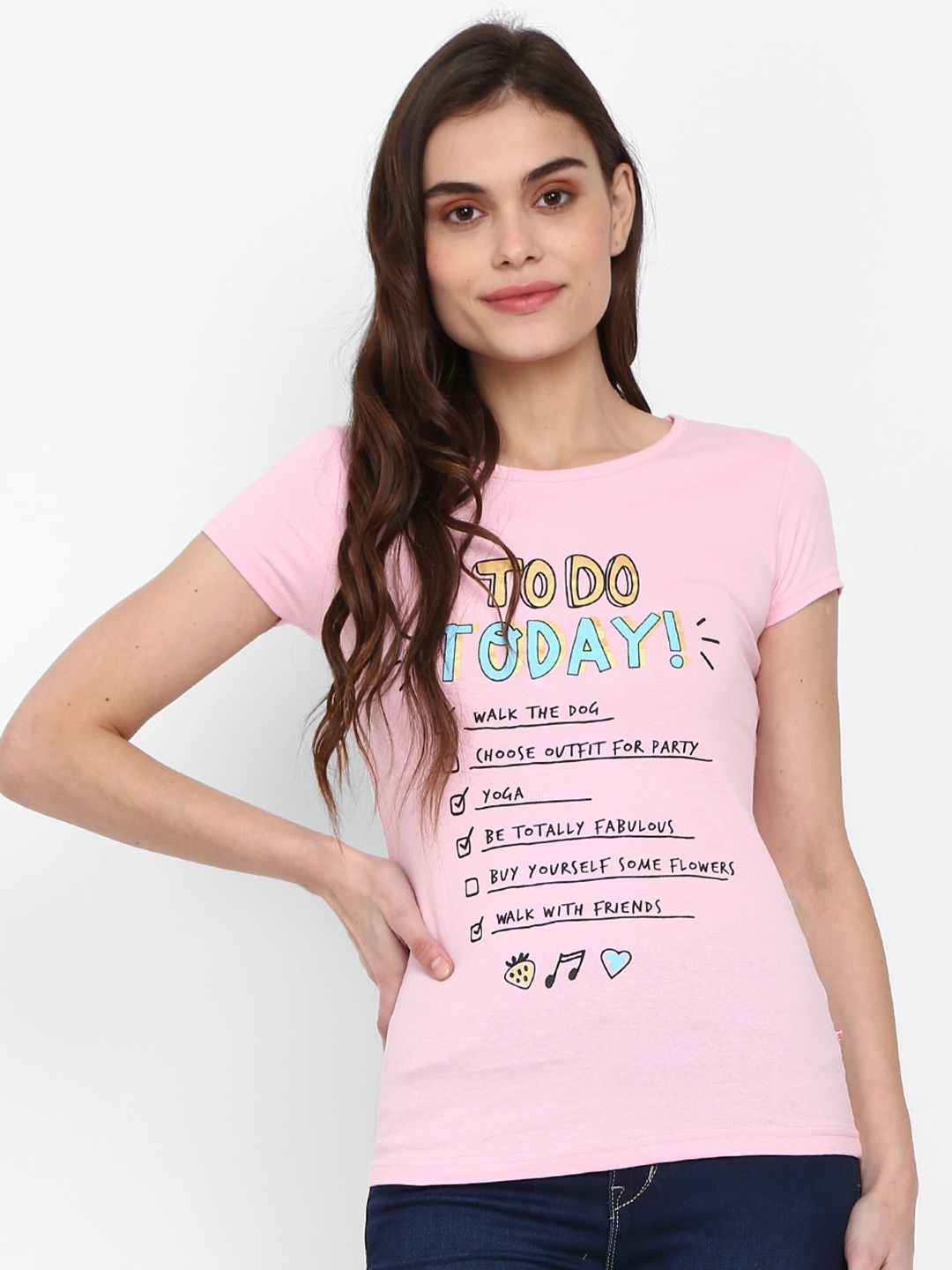 

V-Mart Typography Printed Cotton T-shirt, Pink