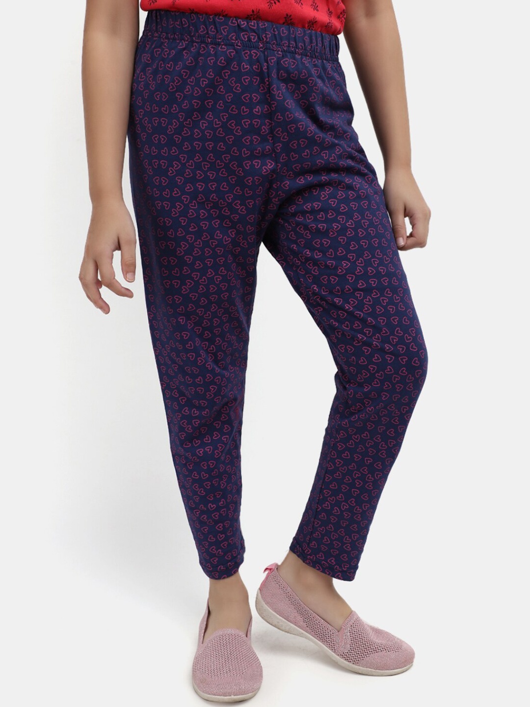 

V-Mart Girls Conversational Printed Ankel-Length Leggings, Navy blue