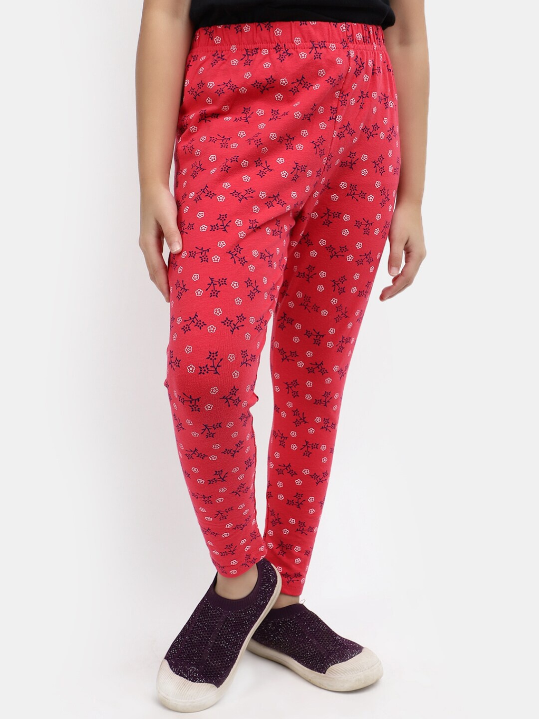 

V-Mart Girls Printed Ankle-Length Leggings, Fuchsia