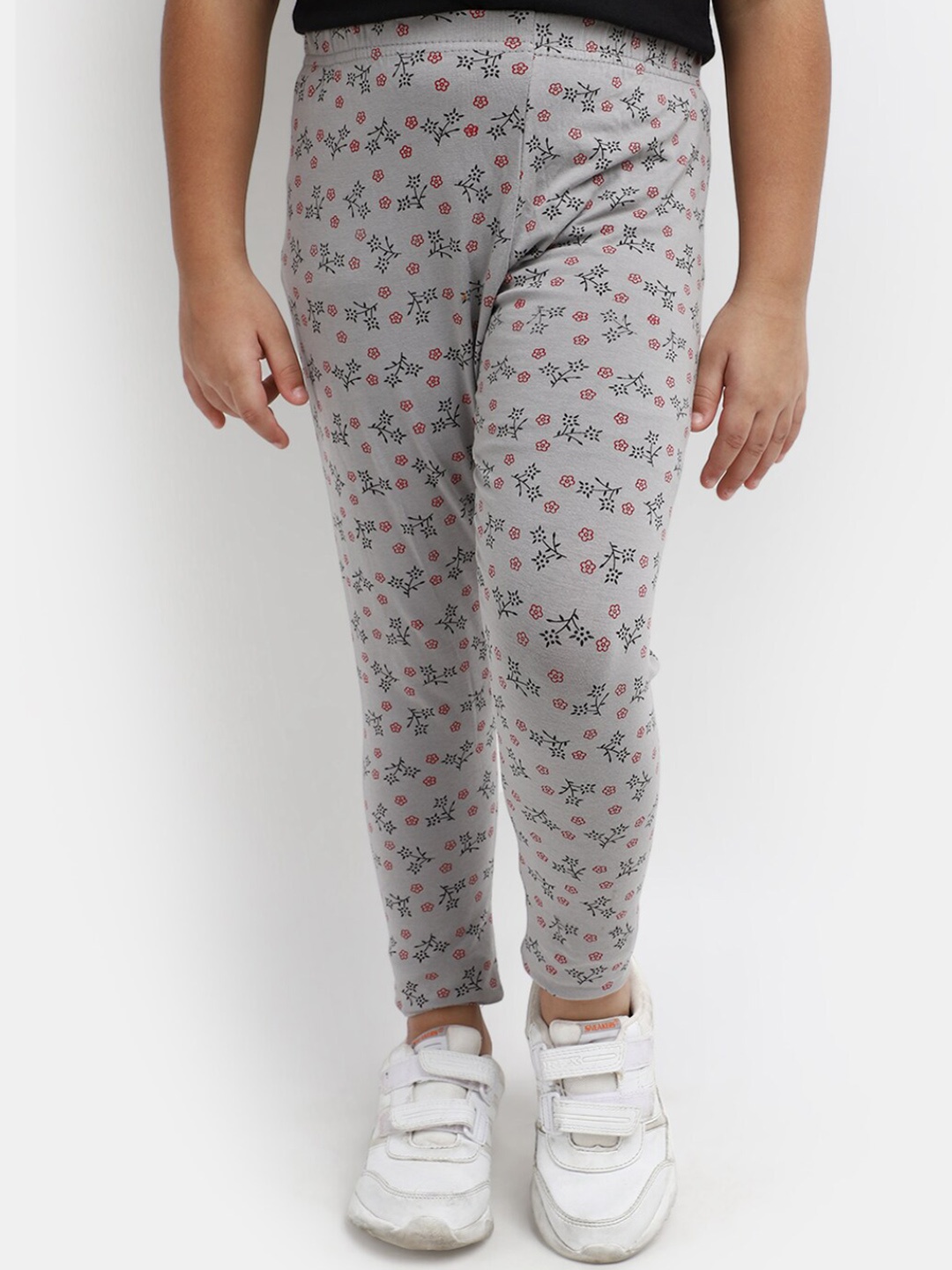 

V-Mart Girls Printed Ankle-Length Leggings, Grey