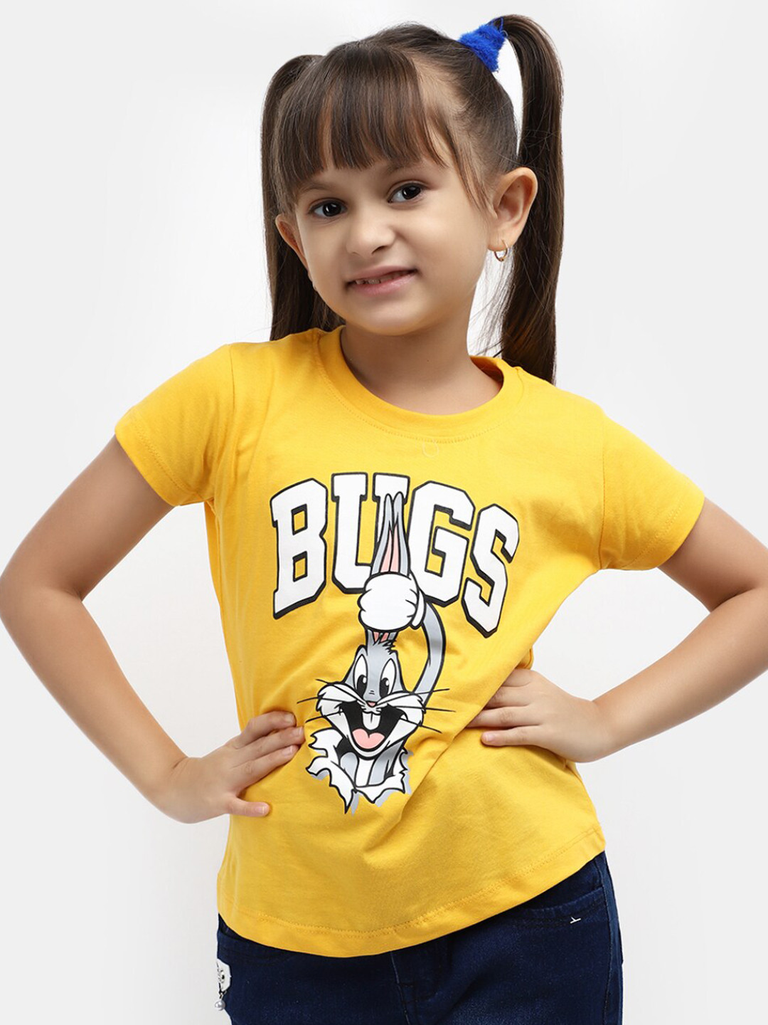 

V-Mart Girls Looney Tunes Printed Casual Cotton T-shirt, Gold