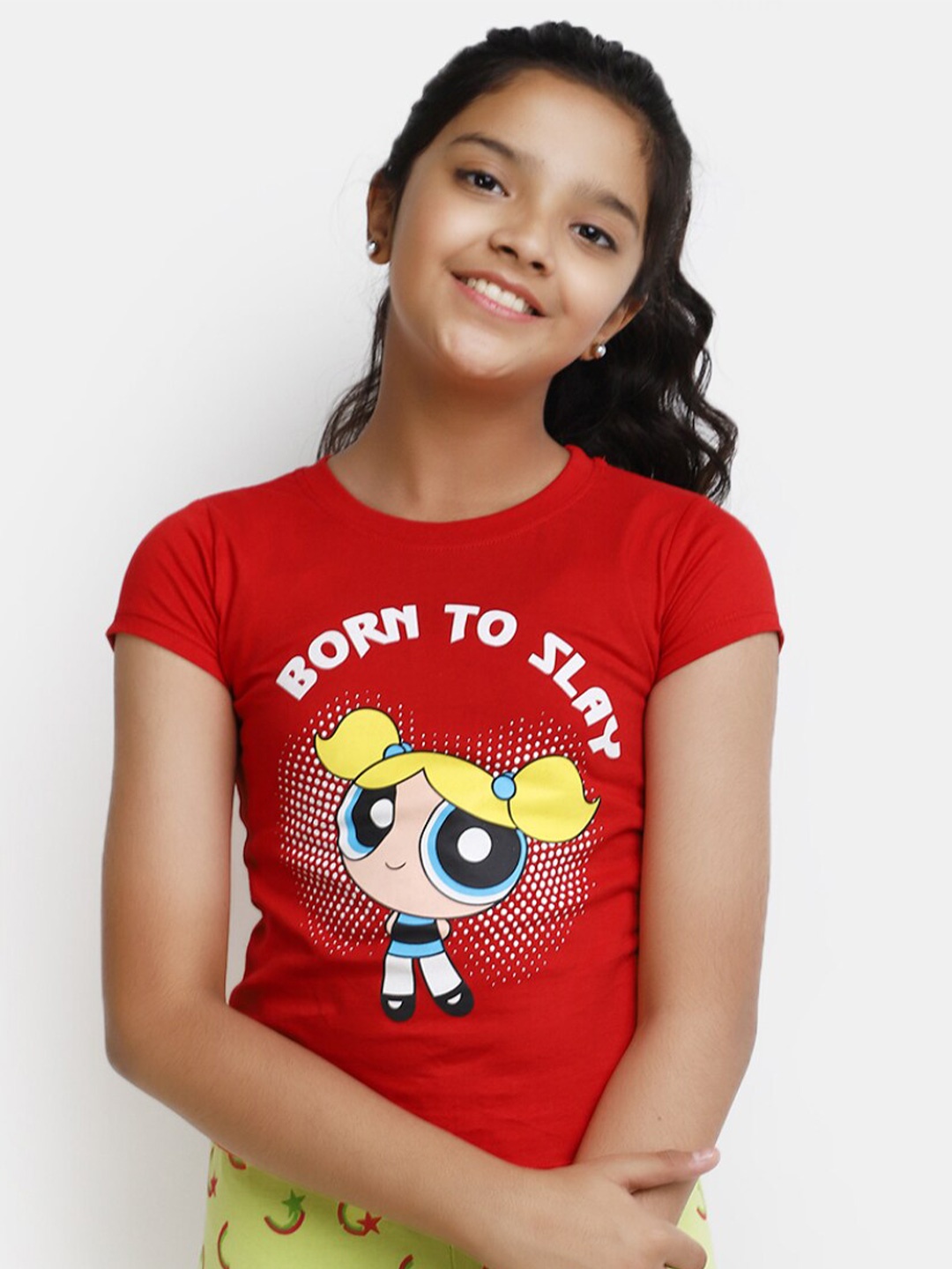 

V-Mart Girls Graphic Printed Cotton T-Shirt, Red