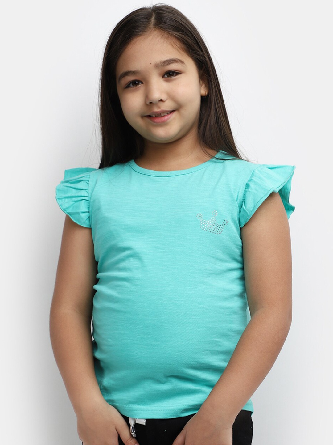 

V-Mart Girls Round Neck Cotton T-shirt, Blue
