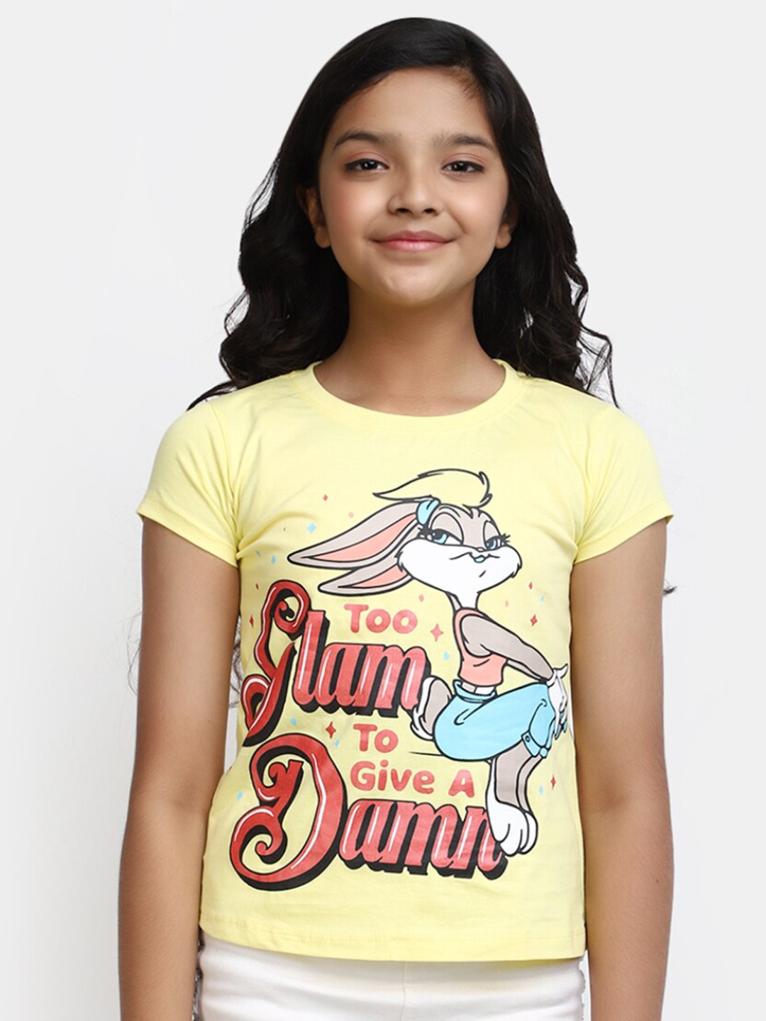 

V-Mart Girls Typography Printed Cotton T-shirt, Yellow