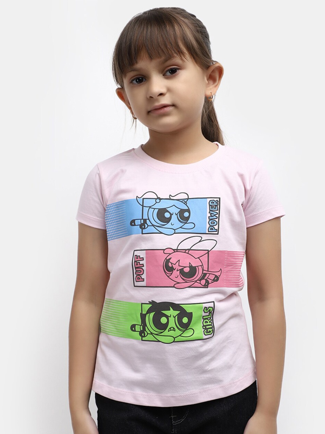

V-Mart Girls Graphic Printed Cotton T-shirt, Pink