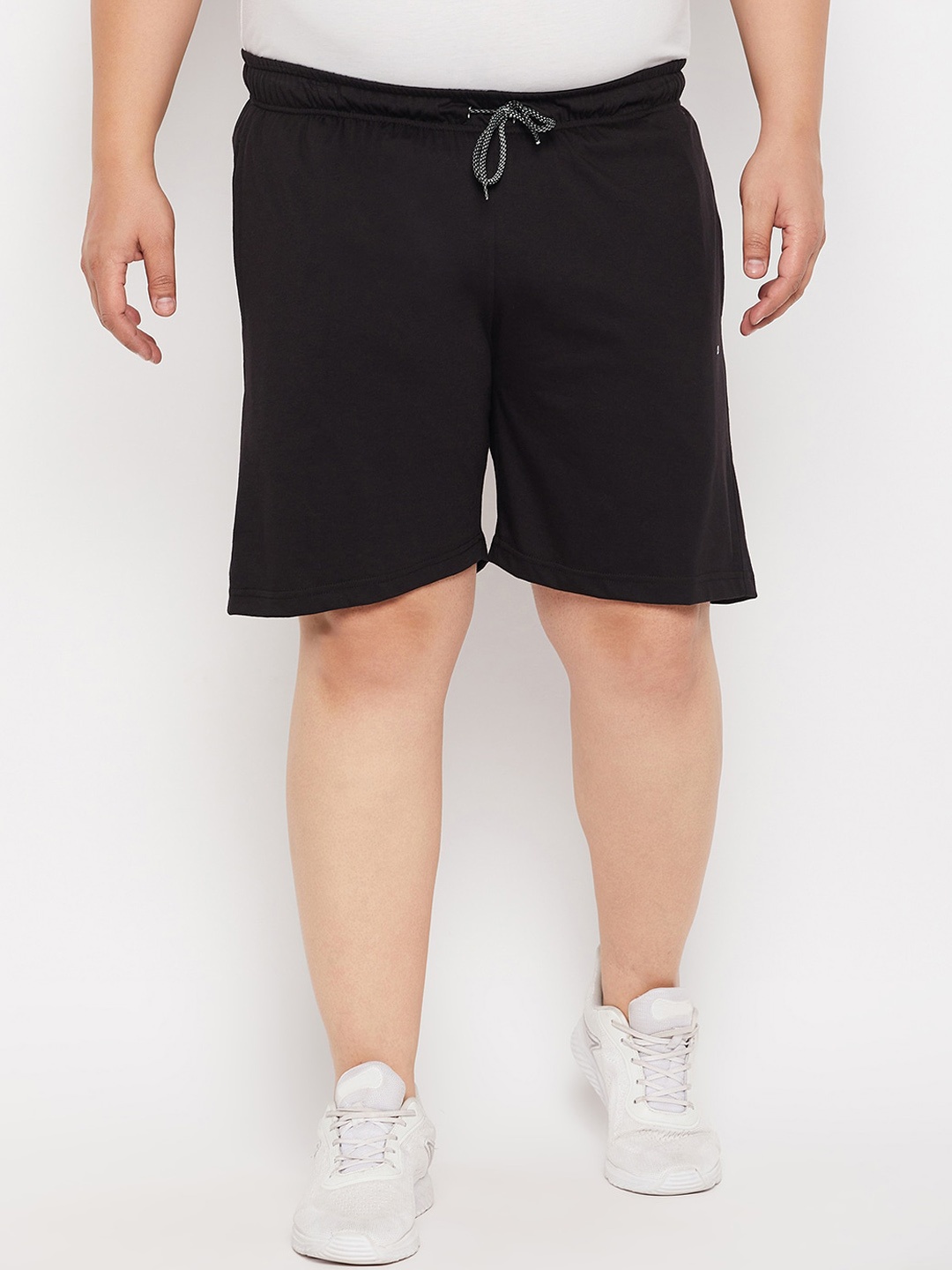 

Adobe Men Plus Size Mid-Rise Cotton Sports Shorts, Black