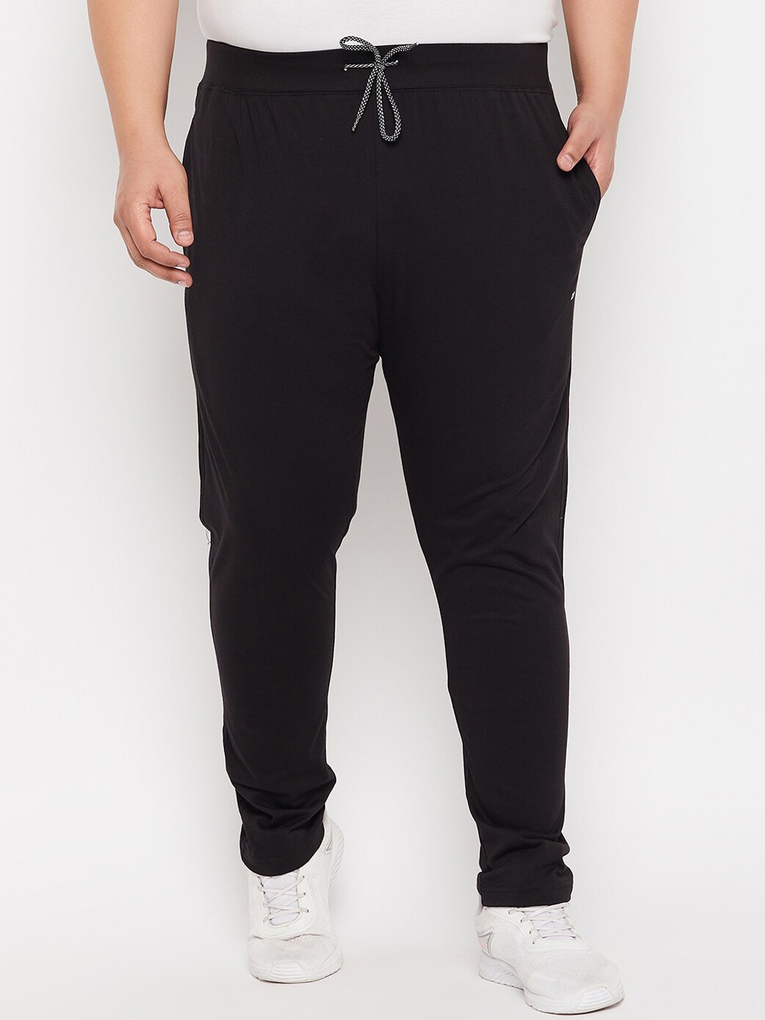 

Adobe Plus Size Men Mid Rise Cotton Track Pants, Black