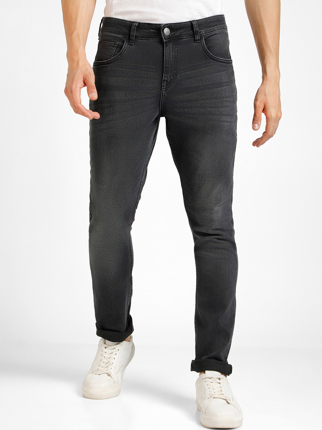 

Urbano Fashion Men Washed Light Fade Stretchable Jeans, Grey
