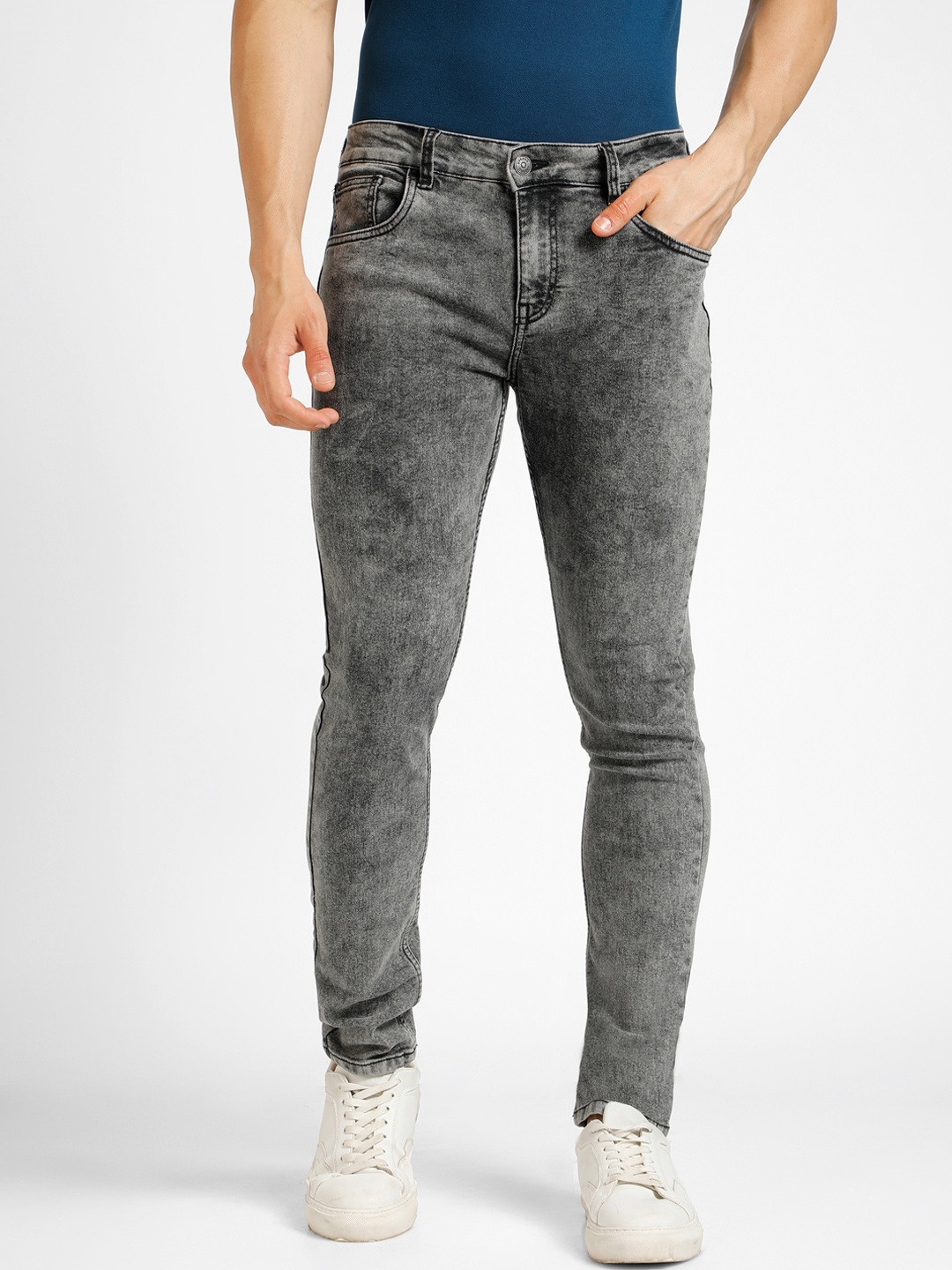 

Urbano Fashion Men Regular Fit Heavy Fade Stretchable Jeans, Grey