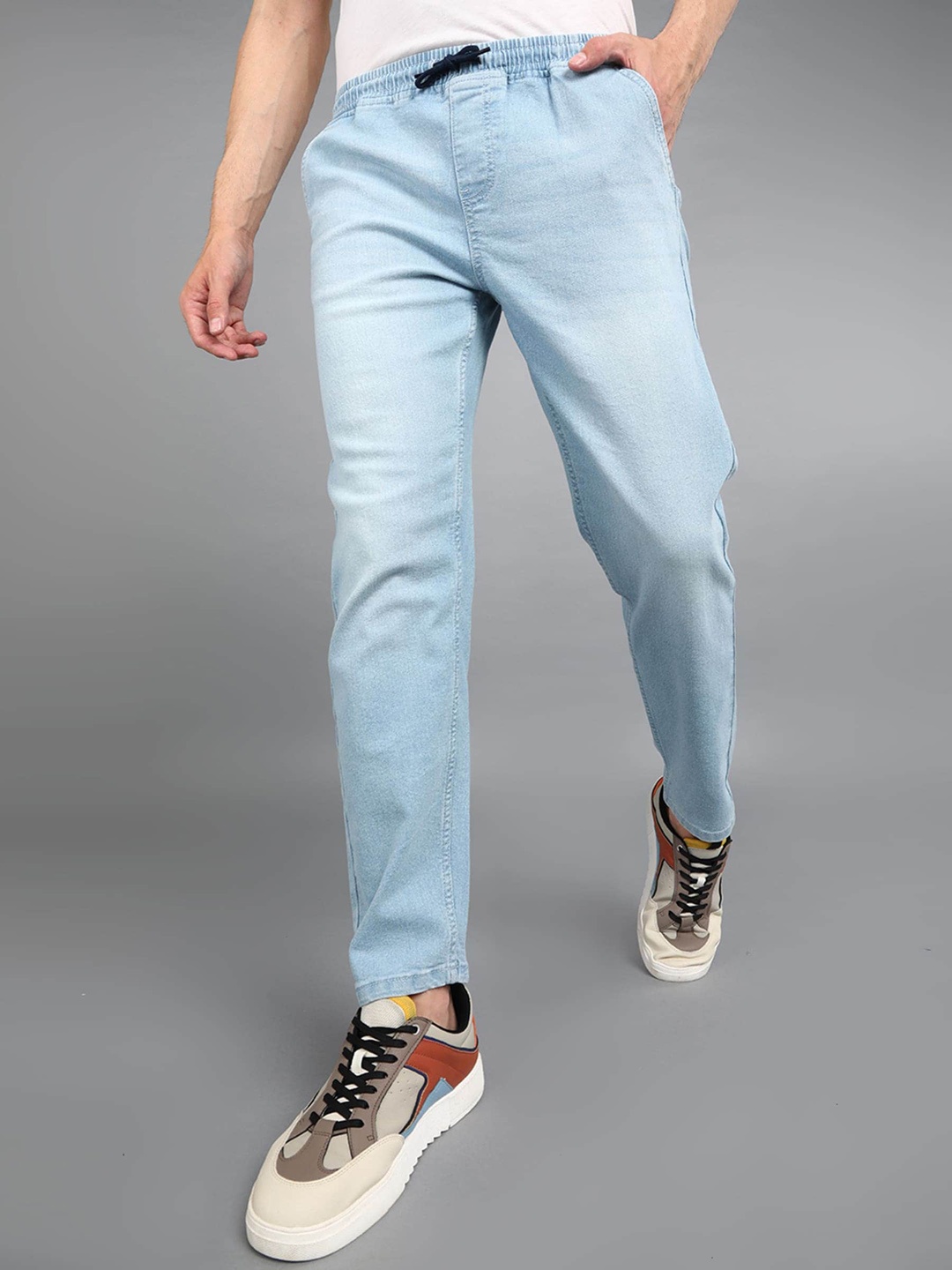 

Urbano Fashion Men Mid-Rise Cropped Stretchable Joggers, Blue