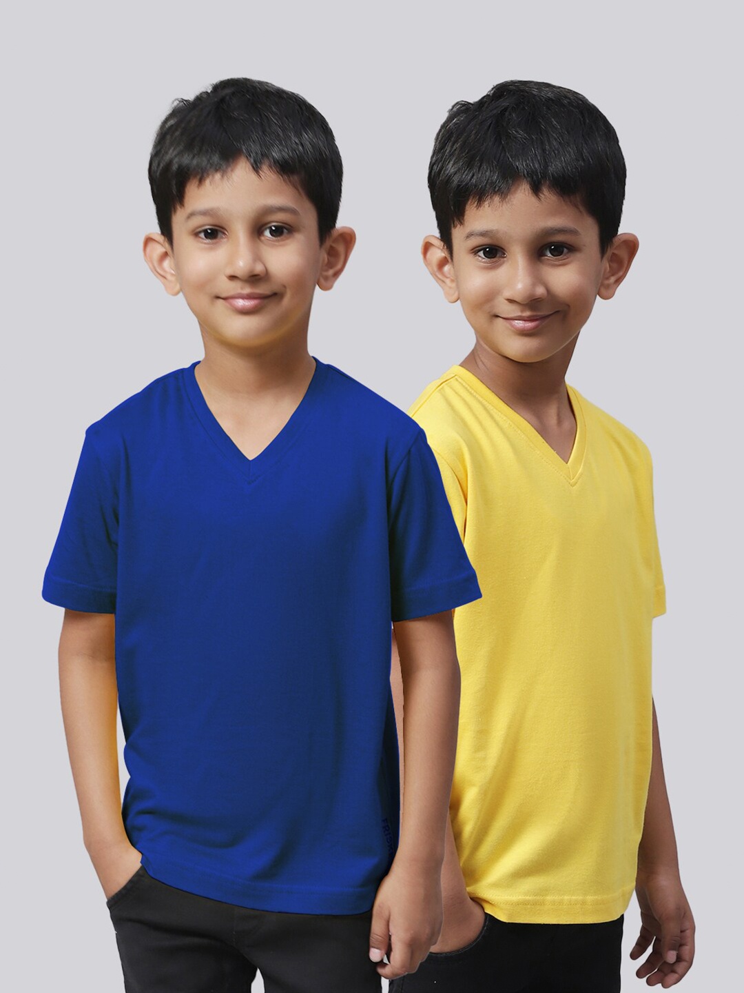 

Friskers Boys Pack Of 2 V-Neck Pure Cotton T-shirts, Blue