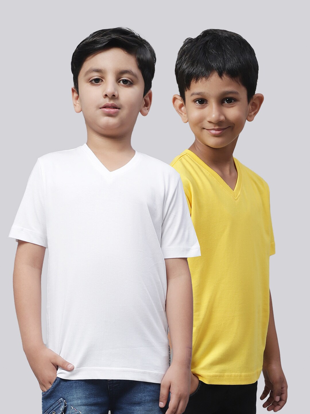 

Friskers Boys Pack Of 2 V-Neck Pure Cotton Sports T-shirt, White