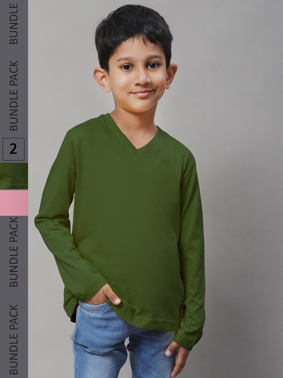 

Friskers Boys Pack Of 2 V-Neck Pure Cotton Sports T-shirt, Pink