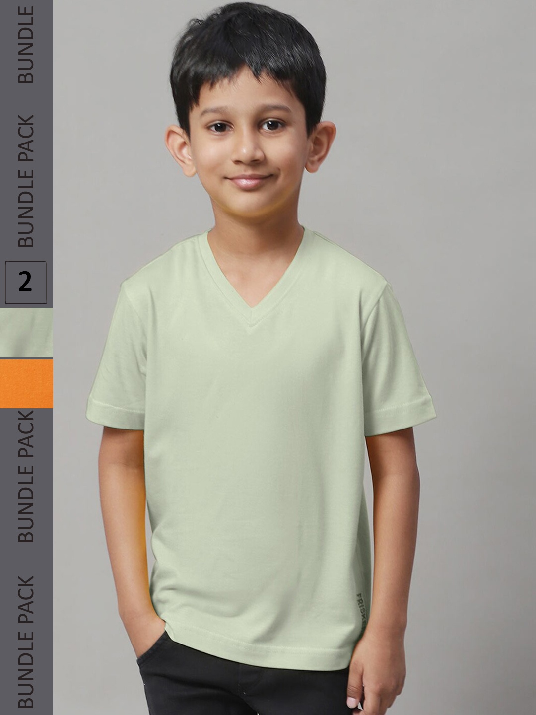 

Friskers Boys Pack Of 2 V-Neck Pure Cotton Sports T-shirt, Orange