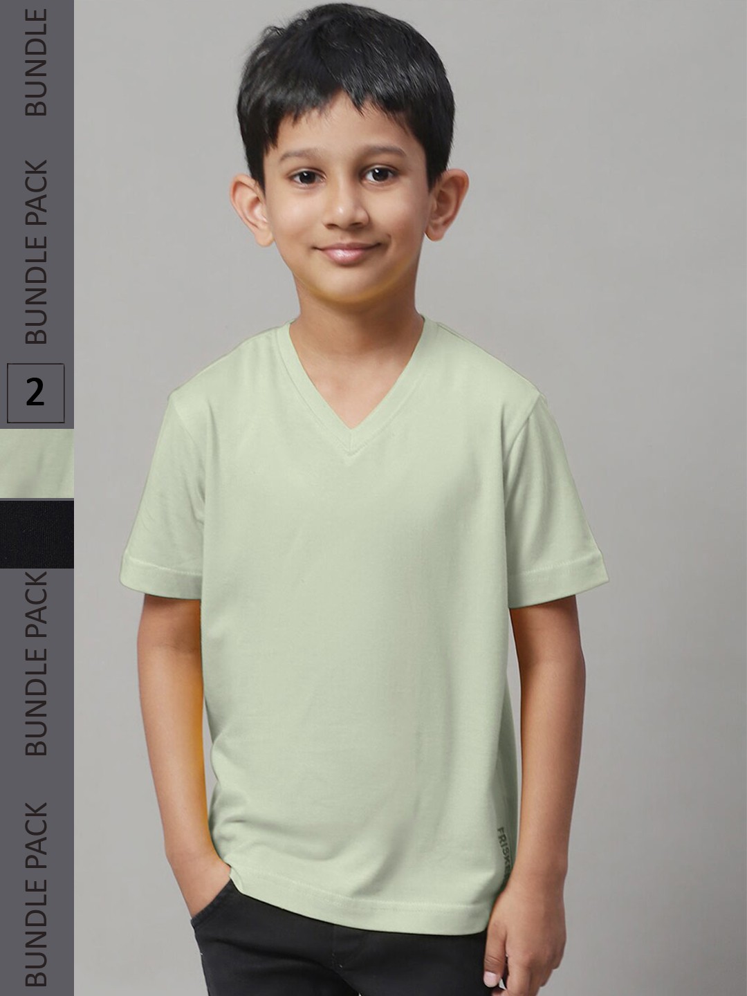 

Friskers Boys Pack Of 2 V-Neck Pure Cotton Sports T-shirt, Black