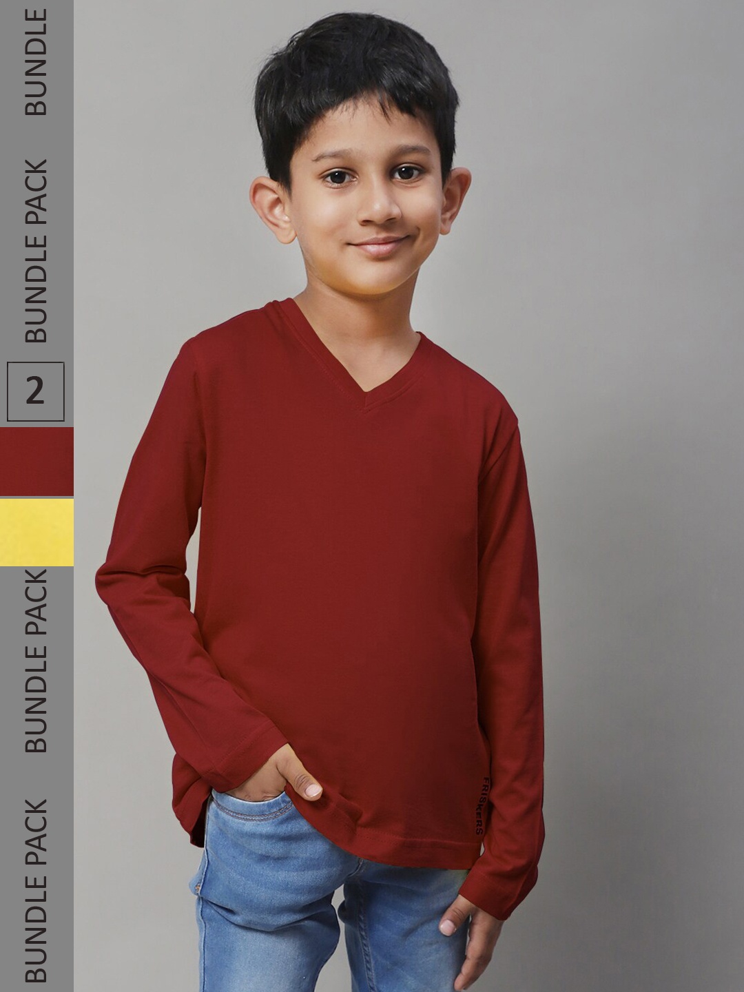 

Friskers Boys Pack Of 2 V-Neck Pure Cotton Sports T-shirt, Yellow