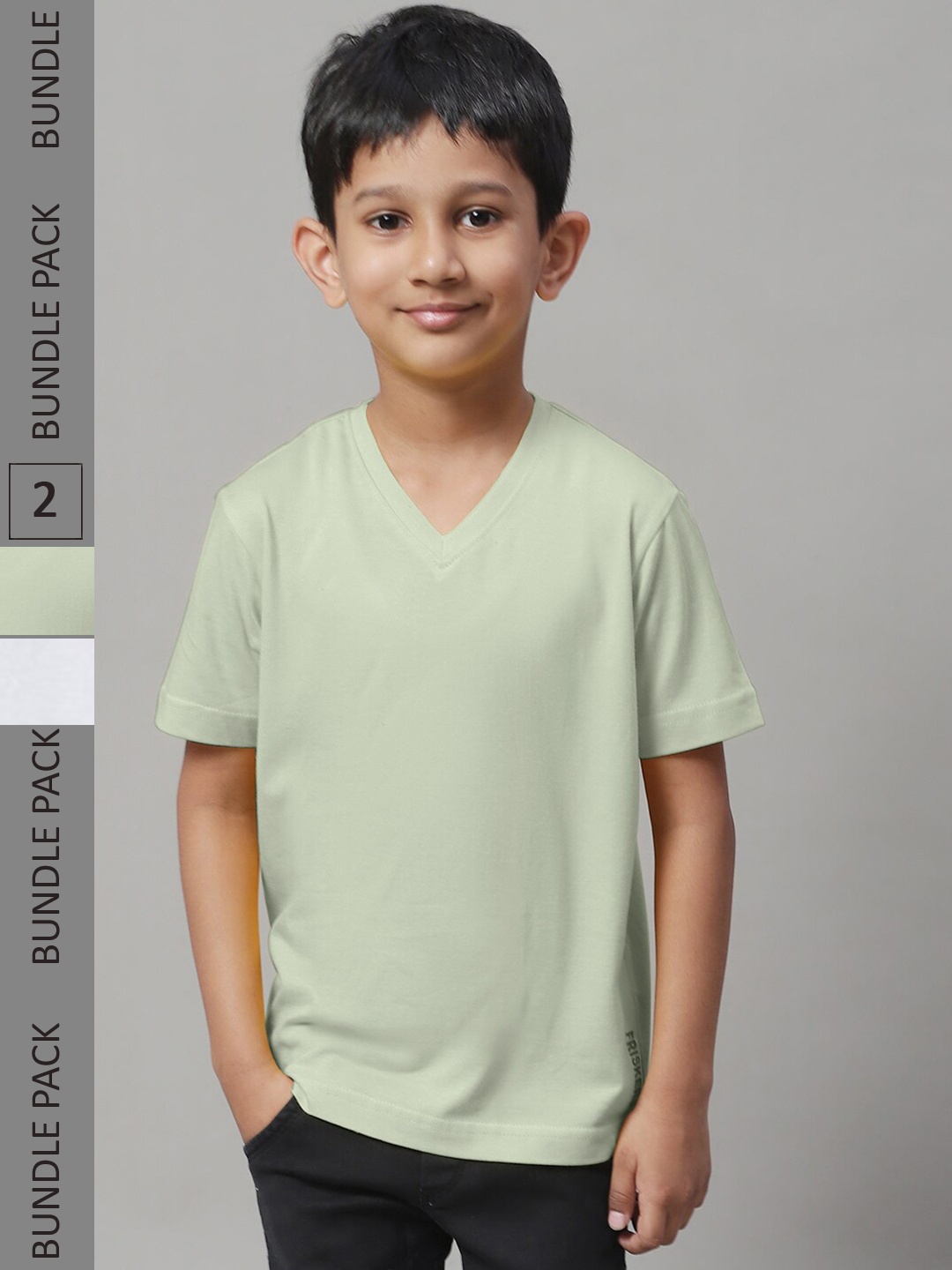 

Friskers Boys Pack Of 2 V-Neck Pure Cotton Sports T-shirt, White