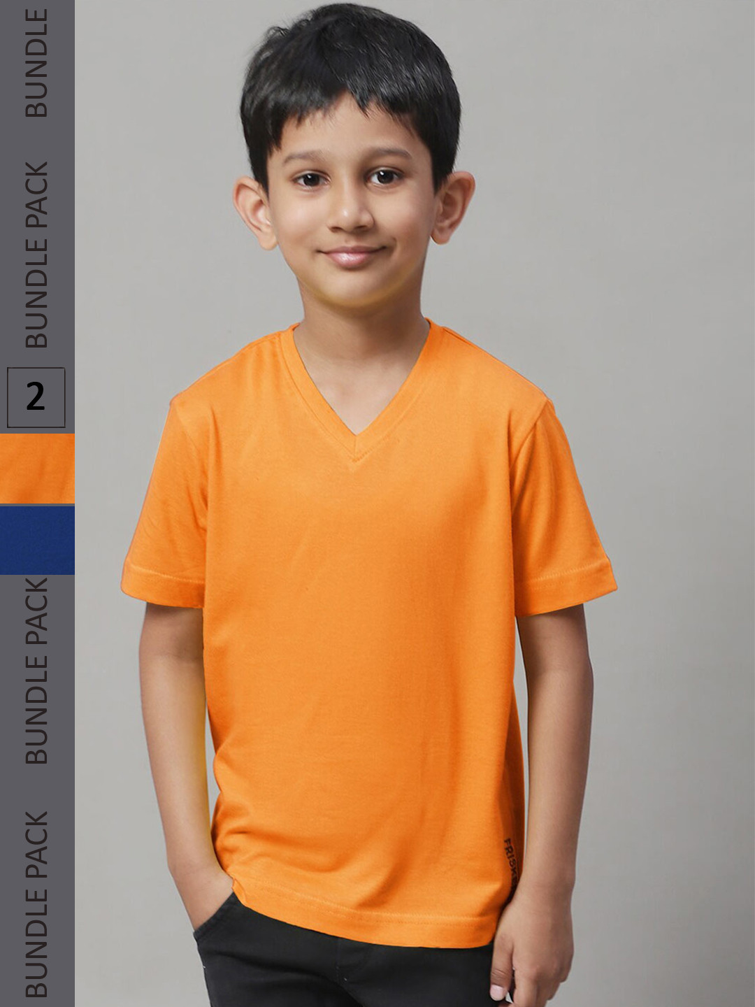 

Friskers Boys Pack Of 2 V-Neck Pure Cotton T-shirts, Blue