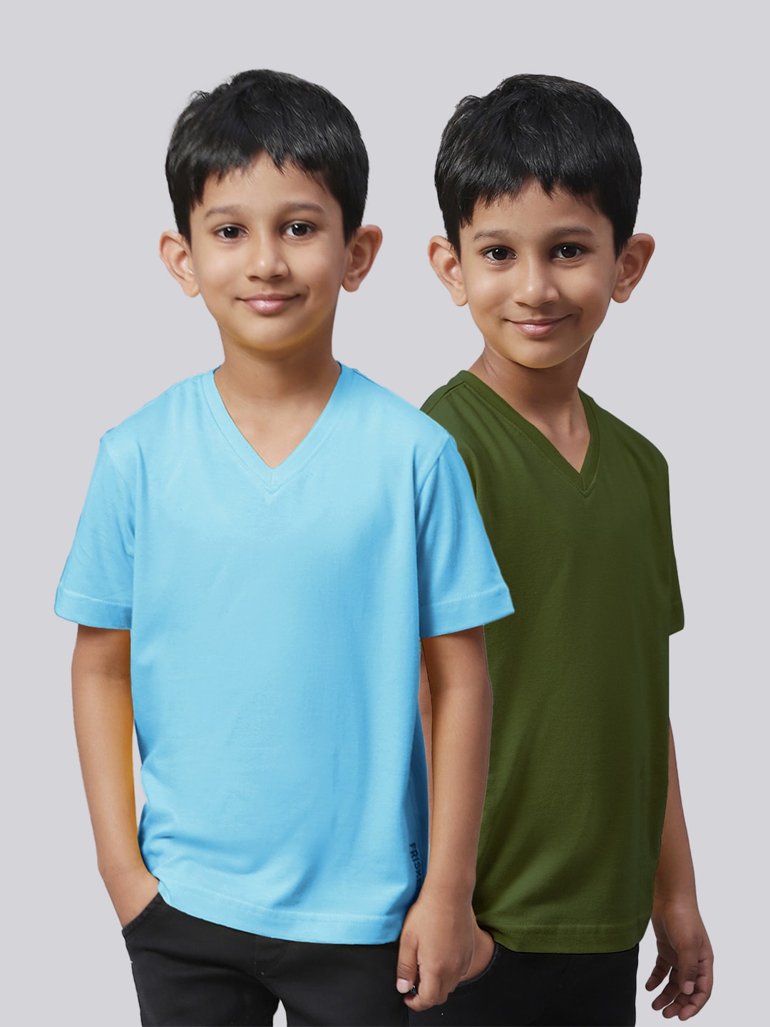 

Friskers Boys Turquoise Blue 2 V-Neck Pockets T-shirt