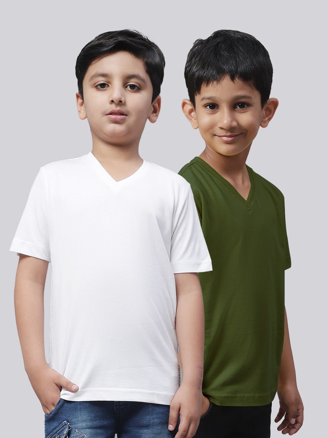 

Friskers Boys Pack Of 2 V-Neck Pure Cotton T-shirts, White