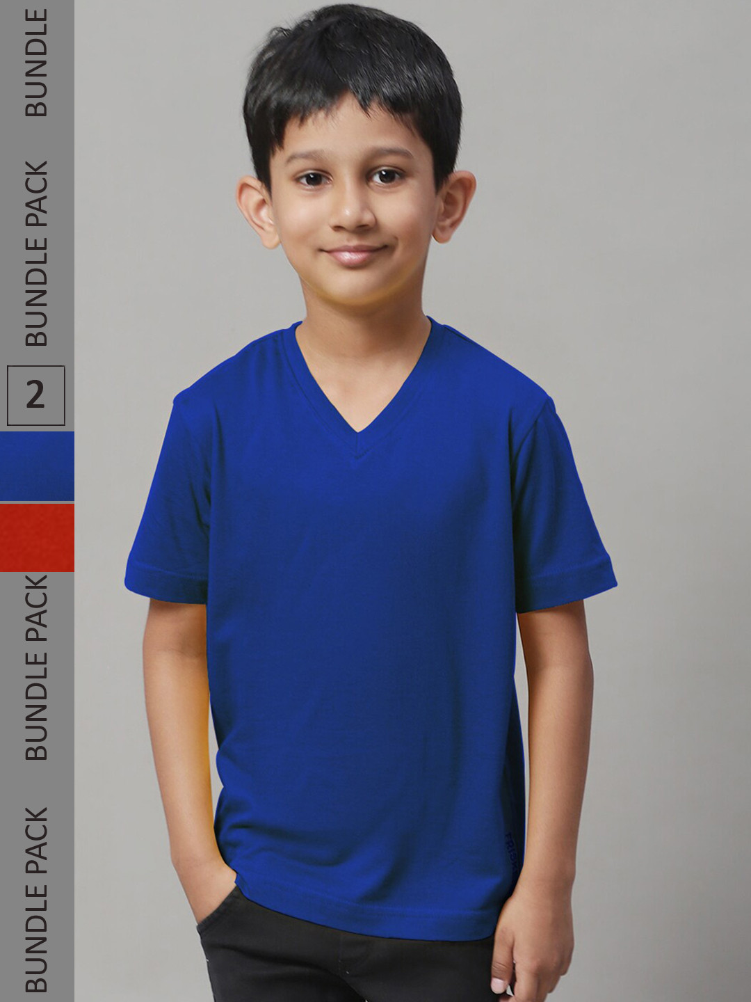 

Friskers Boys Pack Of 2 V-Neck Pure Cotton T-shirts, Red