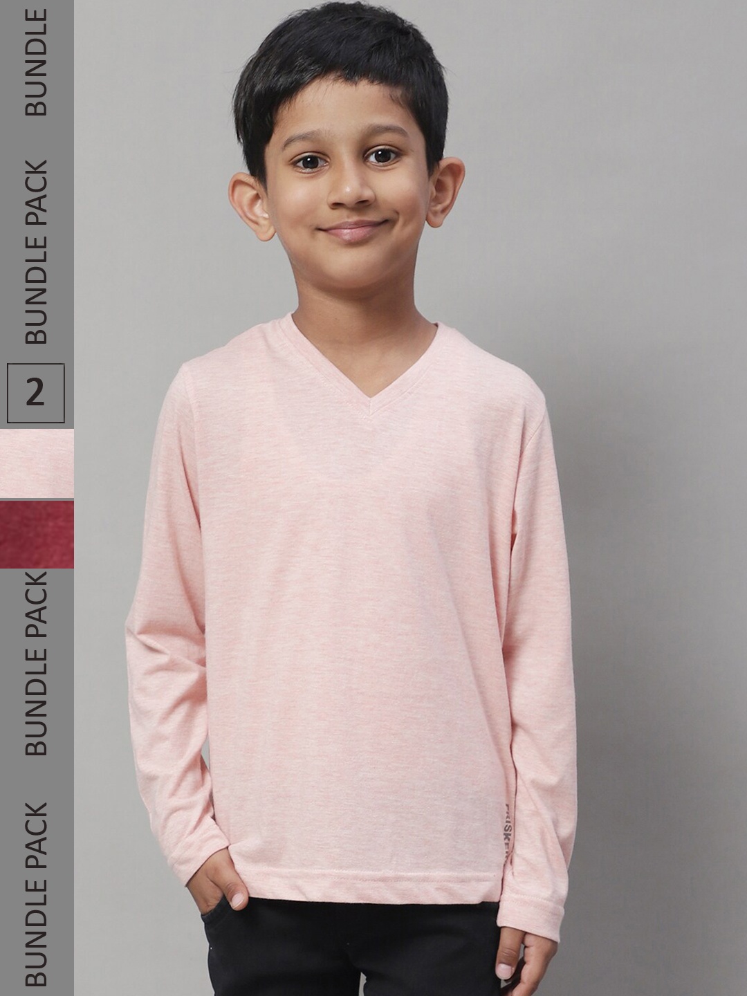 

Friskers Boys Pack Of 2 V-Neck Cotton T-shirts, Maroon
