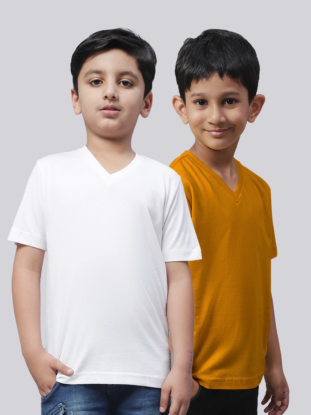 

Friskers Boys Pack Of 2 V-Neck Pure Cotton T-shirts, White