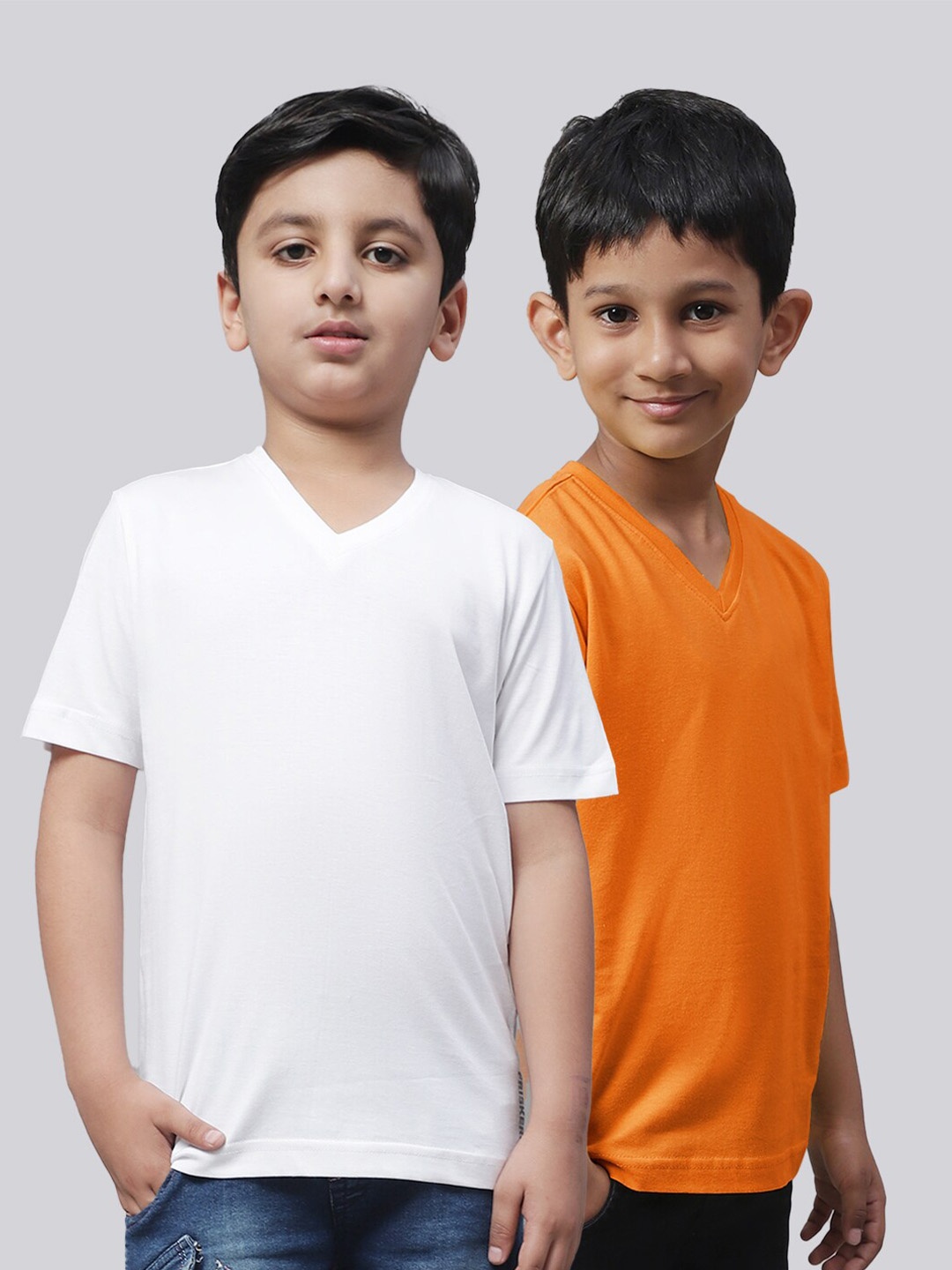

Friskers Boys Pack Of 2 V-Neck Pure Cotton T-shirts, White