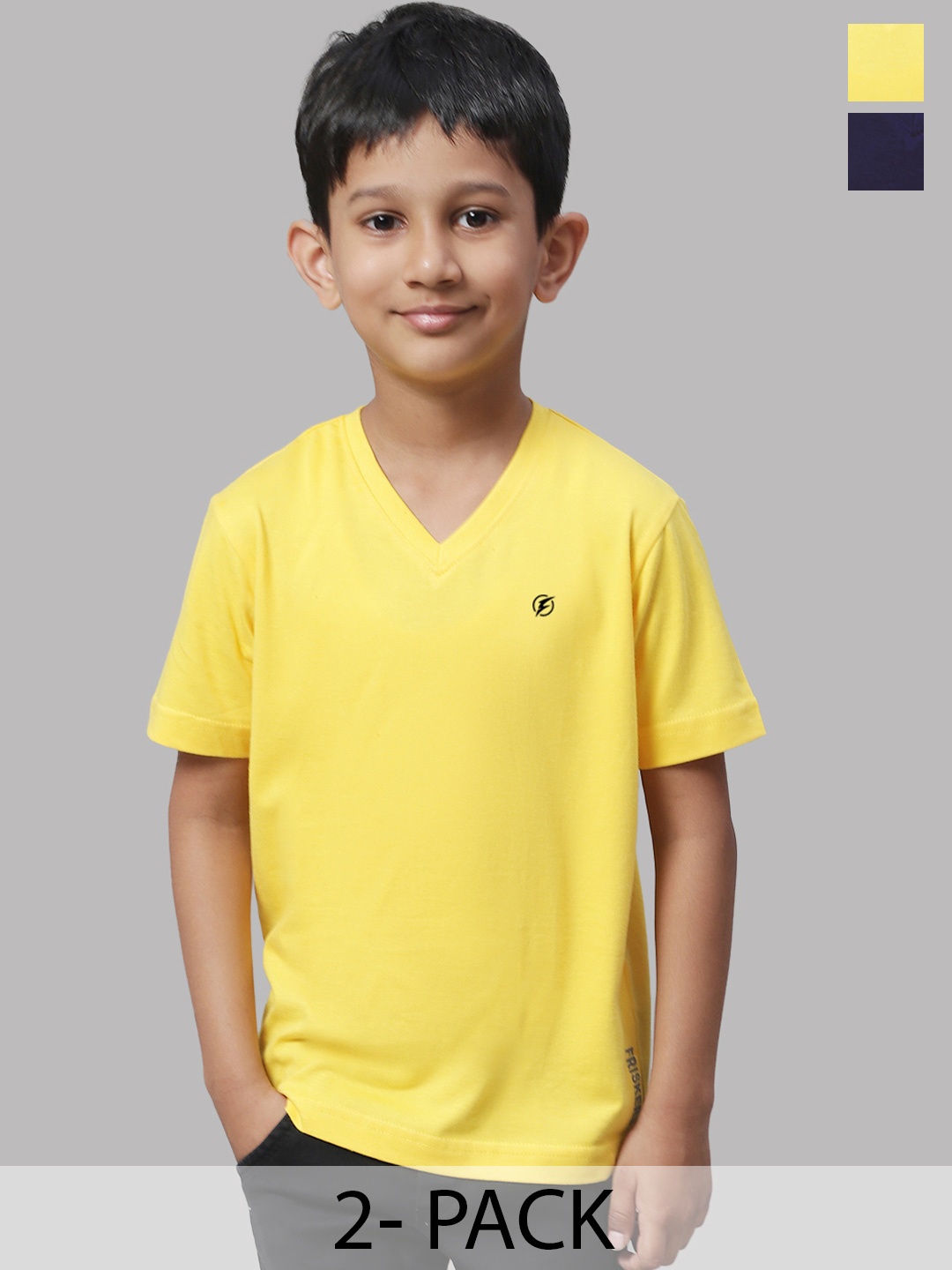 

Friskers Boys Yellow 2 V-Neck Pockets T-shirt