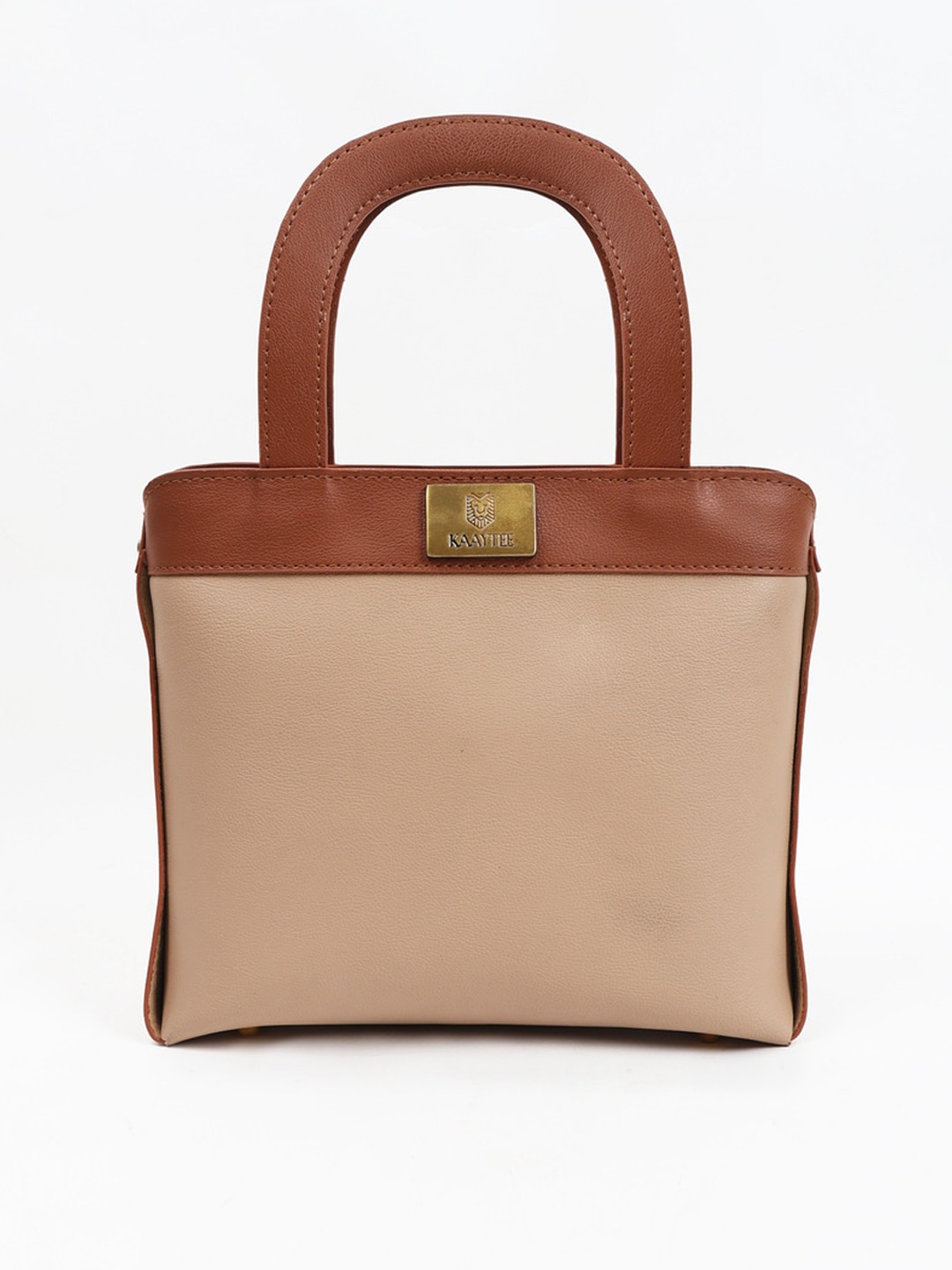 

KAAYTEE PU Textured Structured Handheld Bag, Beige