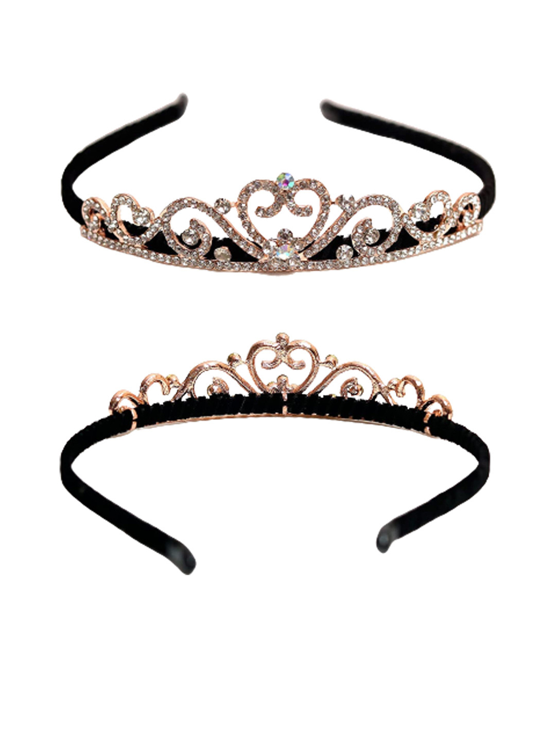 

LYTIX Rhinestone Studded Golden Metal Hair Band Crown, Gold