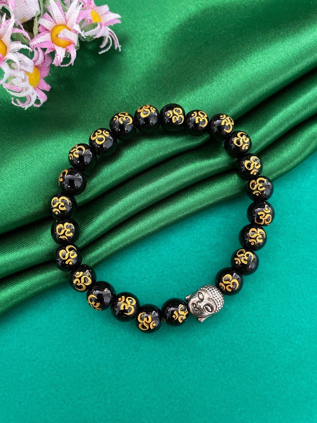

Digital Dress Room Buddha Head Charm Bracelet, Black