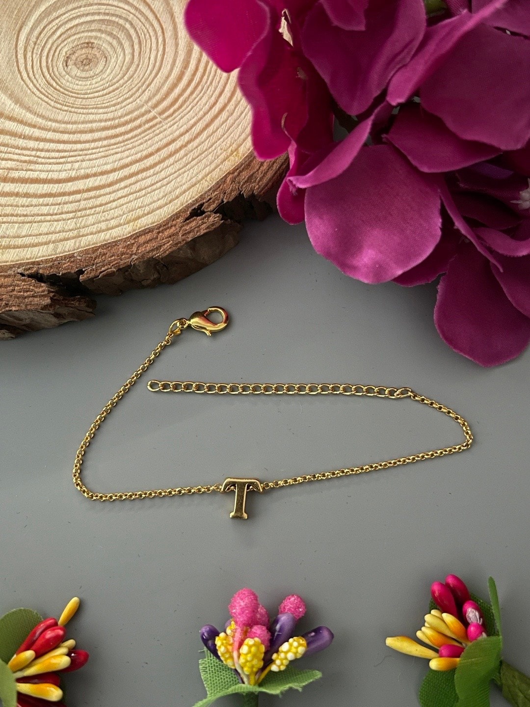

Digital Dress Room Gold-Plated Letter "T" Name Rakhi Bracelet
