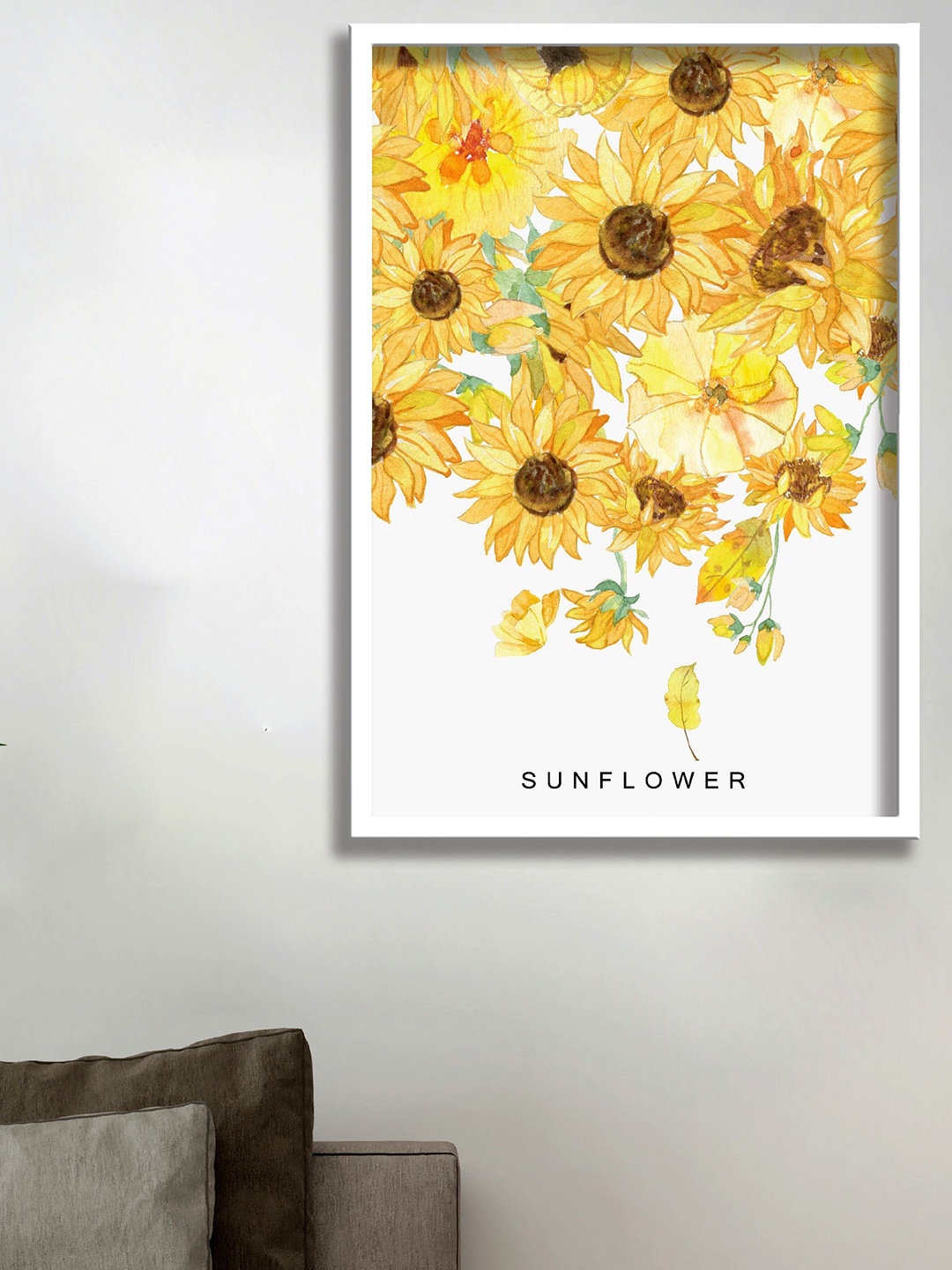 

SAF White & Yellow Sunflower Abstract Painting Framed Wall Art