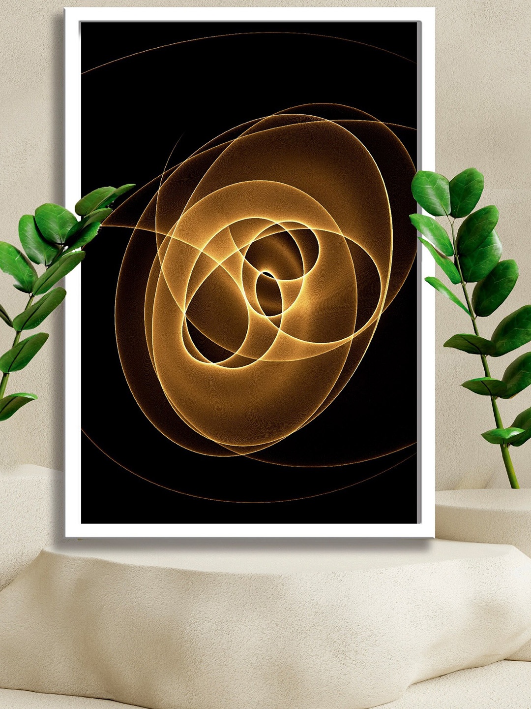 

SAF Black & Yellow Abstract Painting Framed Wall Art