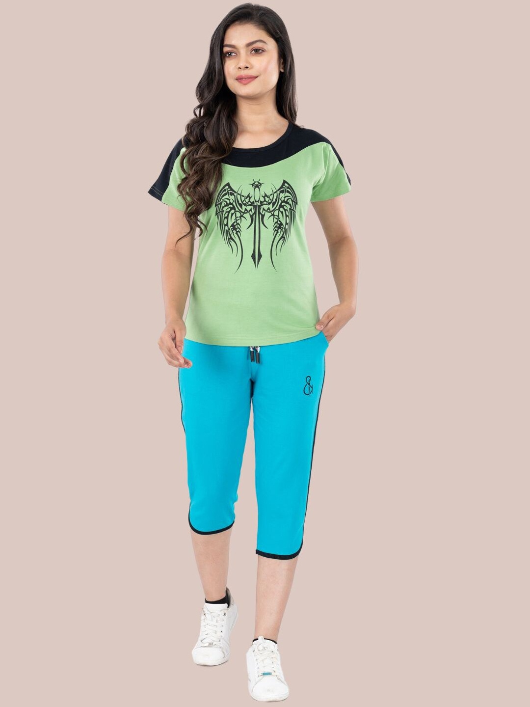 

StyleAOne Printed Pure Cotton Night suits, Green