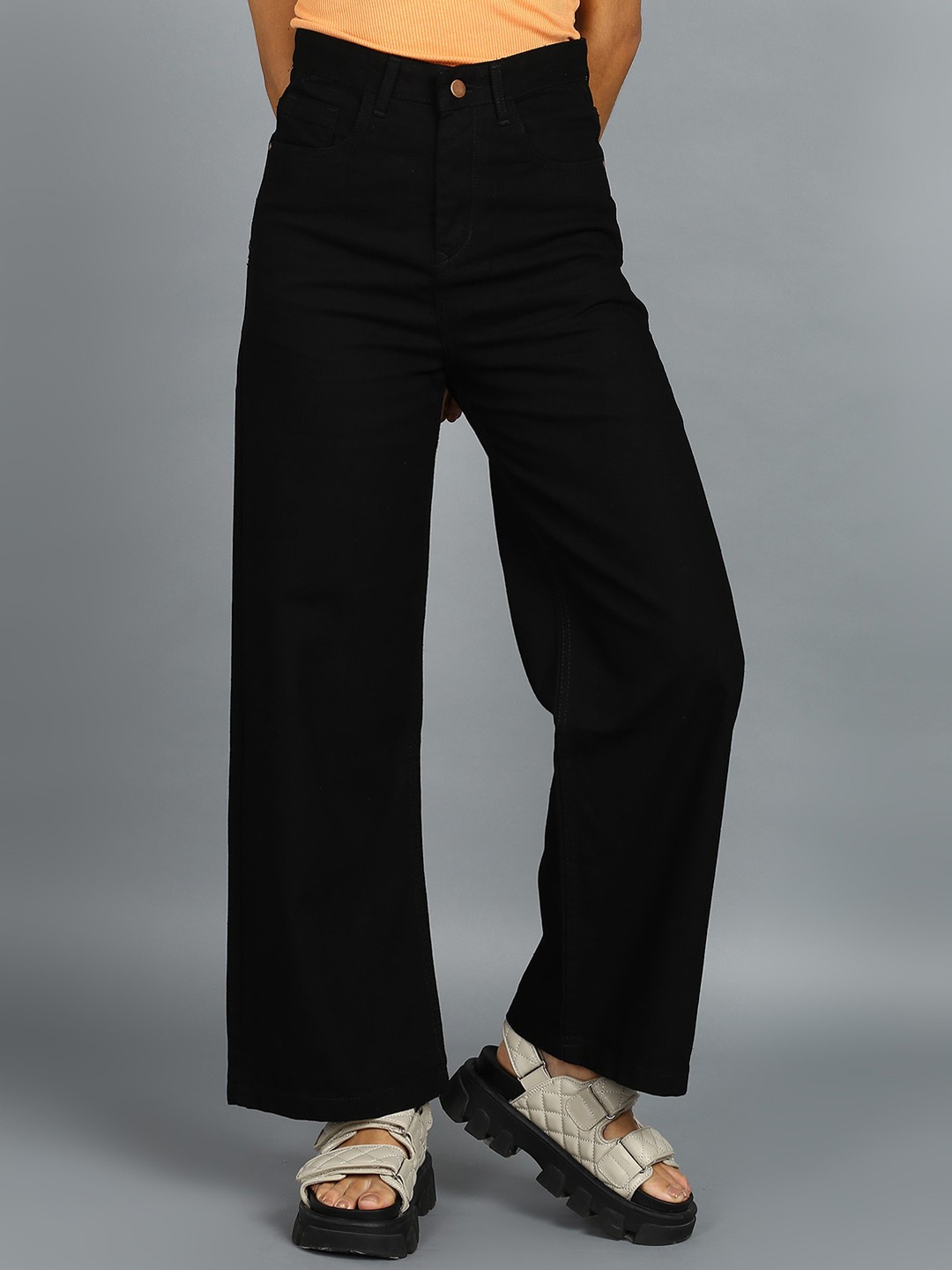

Urbano Fashion Women Wide Leg Jeans, Black