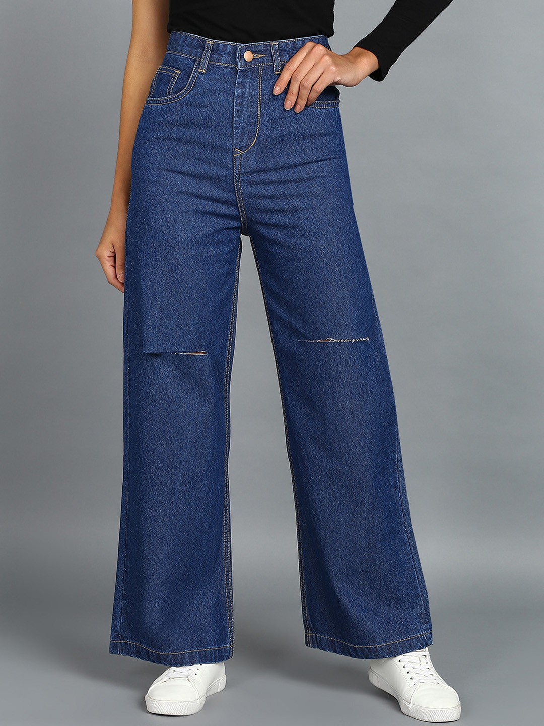 

Urbano Fashion Women Flared Slash Knee Non Stretchable Jeans, Blue