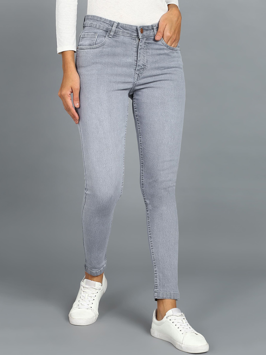 

Urbano Fashion Women Skinny Fit Stretchable Jeans, Grey