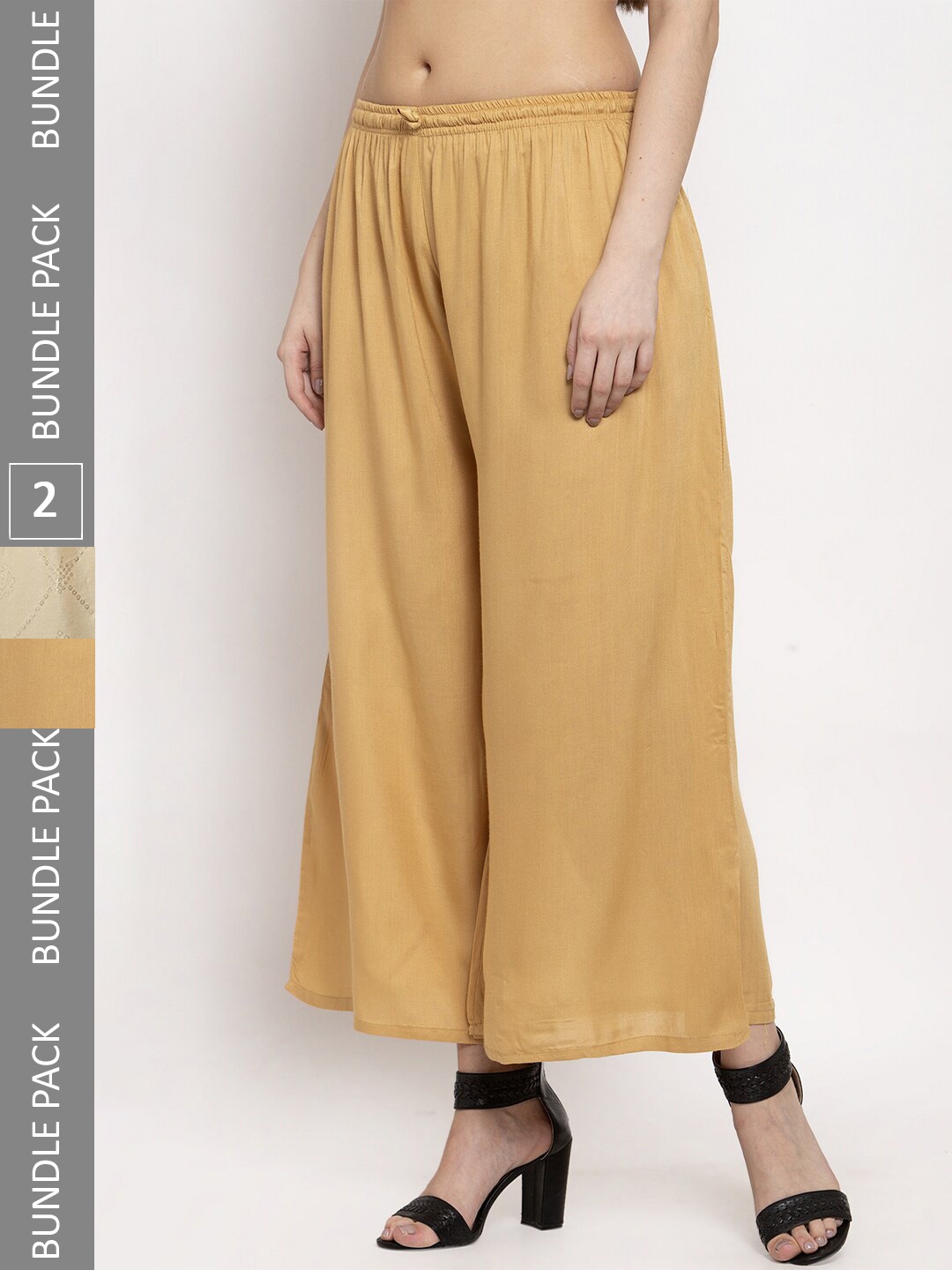 

Miaz Lifestyle Women Beige 2 Flared Palazzos